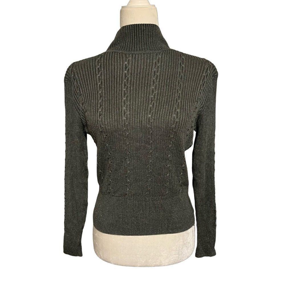 carlisle womens black Gray metallic turtleneck long sleeve sweater p xs Small